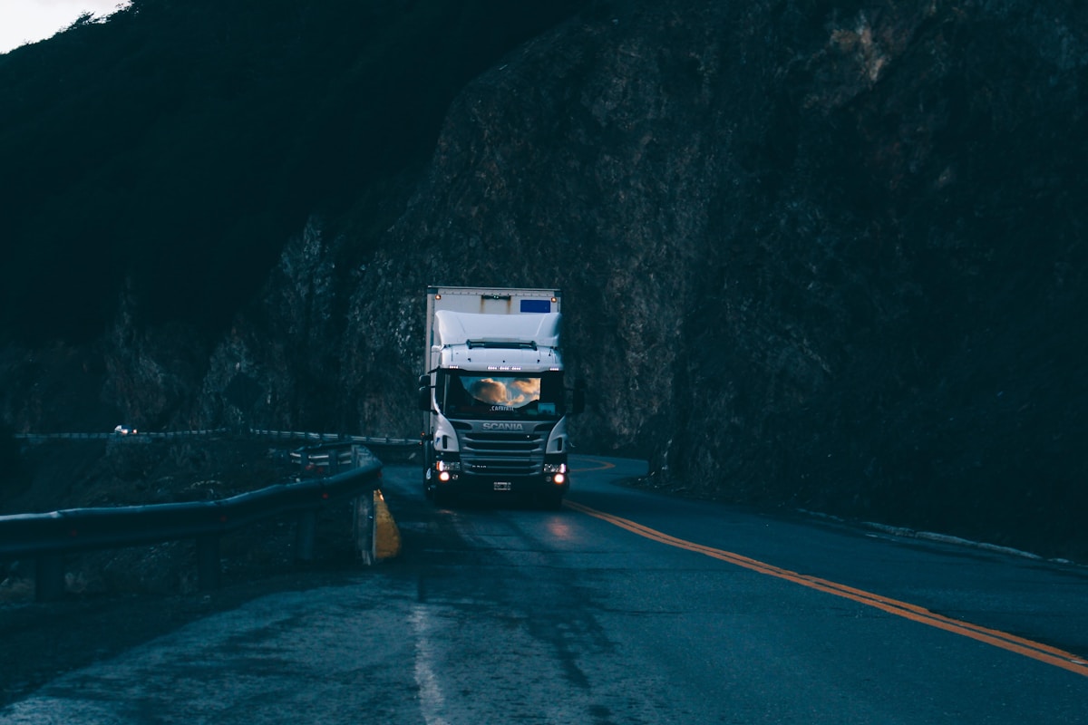 All Work No Play Hauling truck on the road